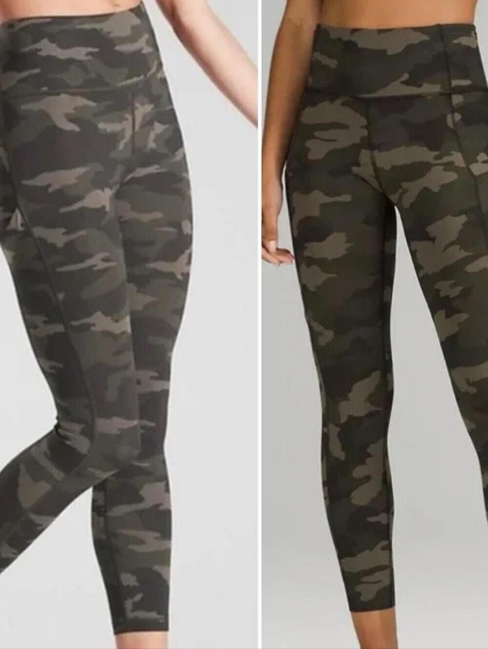 Athleta Ultimate Stash 7/8 Olive Green Camo Pocket Leggings Size S Gorpcore Army